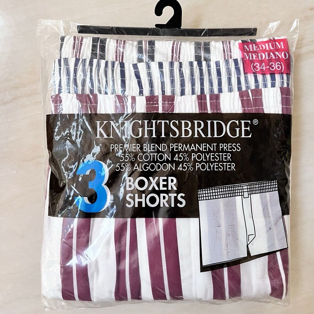 3 Vintage Kmart Knightsbridge Stripes Boxer Shorts Underwear Medium 34-36 New